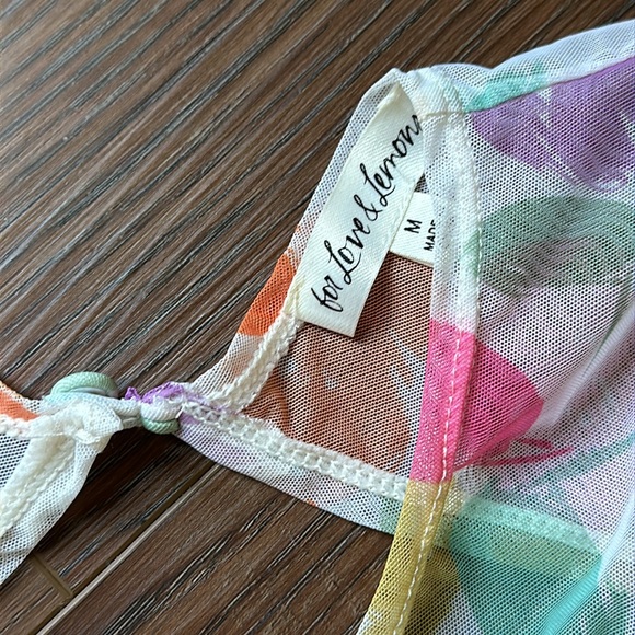 For Love and Lemons Floral Mesh Mini Dress or Coverup M - Picture 7 of 12